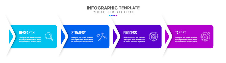Wall Mural - Timeline infographic design with 4 options or steps. Infographics for business concept. Can be used for presentations workflow layout, banner, process, diagram, flow chart, info graph, annual report.