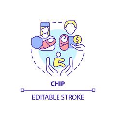 CHIP concept icon. Children health insurance program. Government benefit abstract idea thin line illustration. Isolated outline drawing. Editable stroke. Arial, Myriad Pro-Bold fonts used