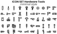 Icon vector pack of Hardware tools as flat minimal style outline stroke