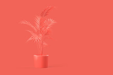 Abstract Plant In A Pot On Pink Background. 3D Rendering