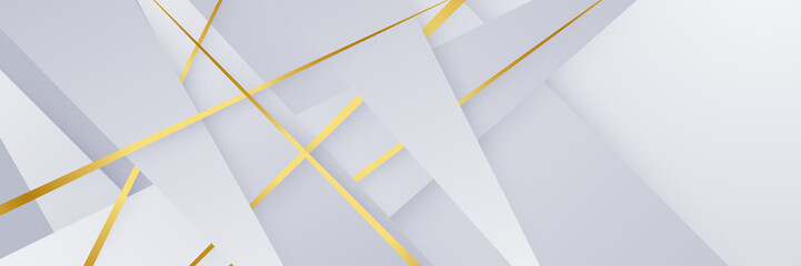 Abstract white and gold shapes background banner