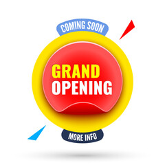 Wall Mural - Coming soon grand opening banner. Tag. Label. Sticker. Vector illustration.