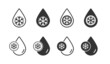 Defrost icon set. Snowflake and drop icon. Flat vector illustration.