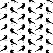 Seamless Pattern With Black Birds