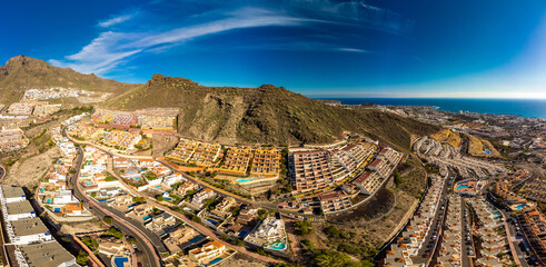 Wall Mural - Aerial view with Las Americas beach at Costa Adeje, Tenerife, Canary