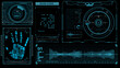 futuristic hand scan identify with hud element interface screen monitor design background template

