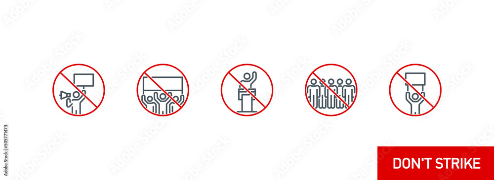 crowd of protesting activists at demonstrate single line icon isolated ...