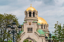 Exterior Of Church With Golden Domes