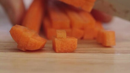 Wall Mural - Close Up Chopping Carrots