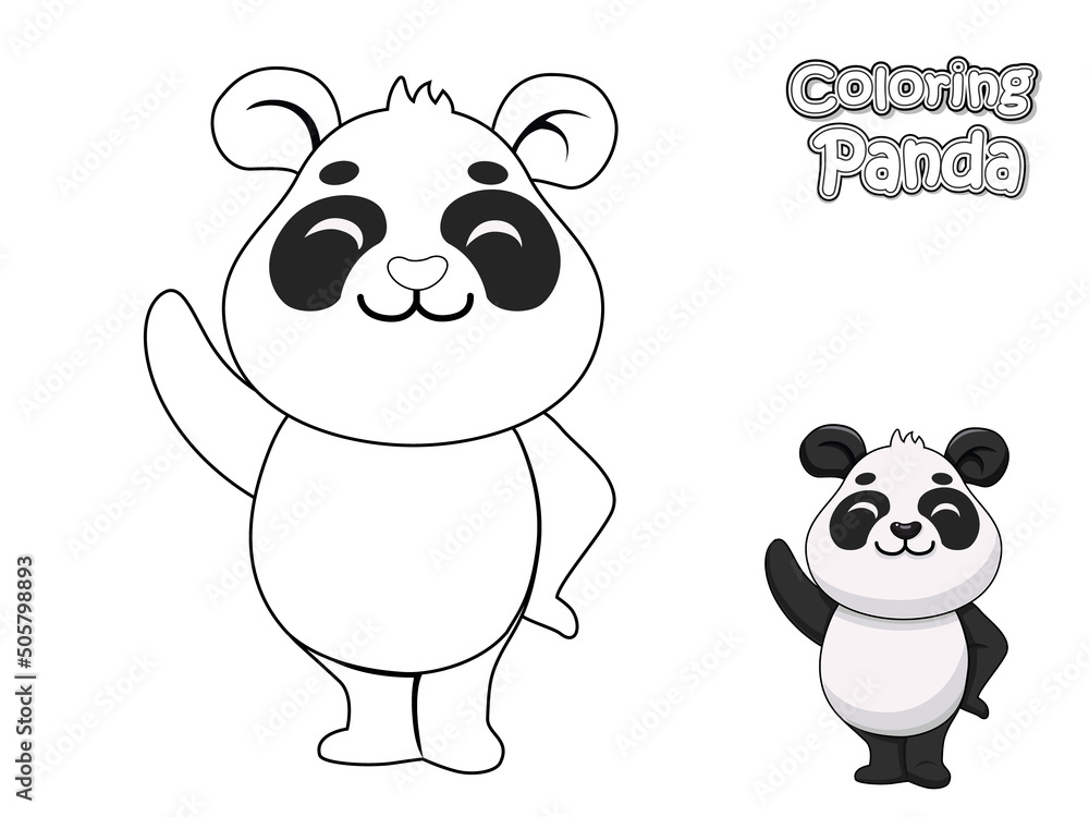 Coloring The Cute Cartoon Panda. Educational game for kids. Vector ...