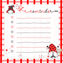 Cute Planners, Printable Notepad - Ladybug Gnome Theme 