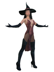 Sticker - 3d illustration of an sexy witch