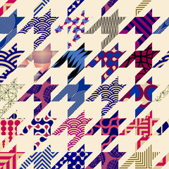 Fototapete - Geometric collage in retro patchwork geometric style. Vector image