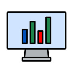 Canvas Print - Monitor With Analytics Diagram Icon