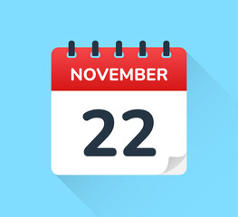 Wall Mural - November 22 - Calendar Icon - Calendar design template