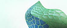 Biological Science And Technology For The Voronoi Structure Of Leaves And Genetic Cells On A Green Background. Internet, Connection, Network, Access, Wireless Data, Coordination -3d Rendering