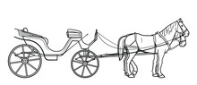 Classic Horse Carriage Vector Stock Illustration.