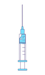 Wall Mural - Syringe semi flat color vector element. Full sized object on white. Immunization. Shot of medical substance. Vaccination simple cartoon style illustration for web graphic design and animation