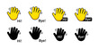Hi, bye greeting hand waving logo icon. Greetings web symbol for app.
