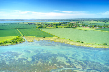Wall Mural - Aerial view from Bosham estuary across the countryside of West Sussex towards Hampshire.