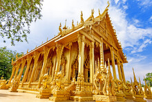 Gold Color Church Of Wat Pak Nam Jolo- Bang Khla Chachoengsao
