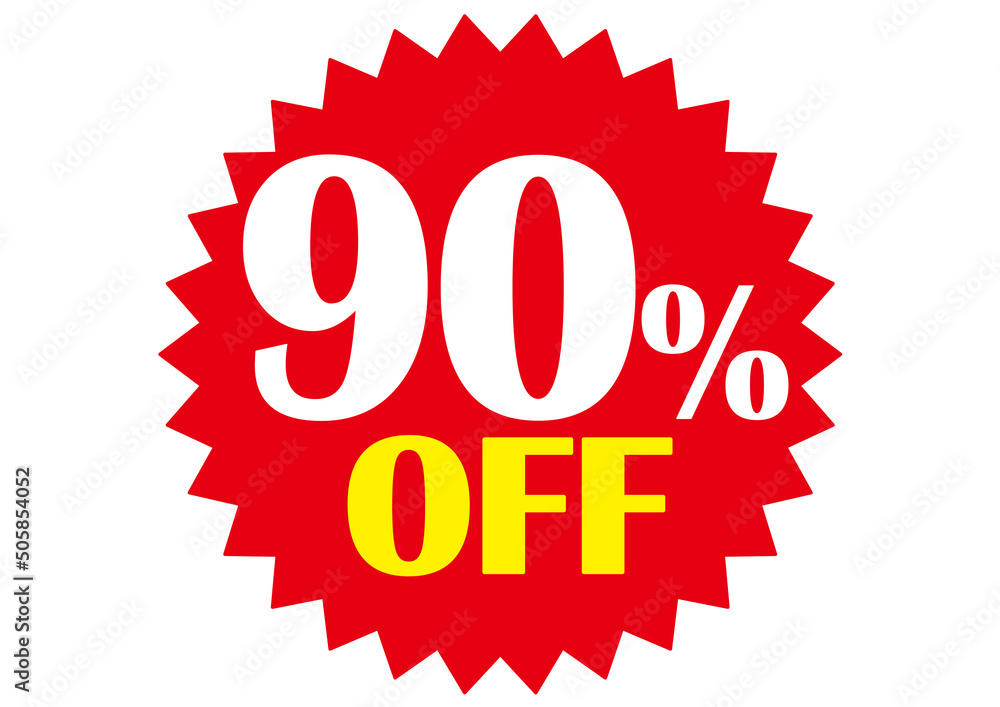Illustration Stock 90%off,チラシ,値札,90%,プライスカード,広告,値段 
