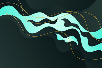 Wall Mural - Abstract dark background with shiny lines and waves. Vector design template for banner, advertising, poster, cover and presentation