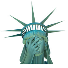 Facepalm Emoji From Statue Of Liberty. National Symbol US