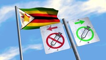 Yes And No Vaccine Signs With Zimbabwean Flag