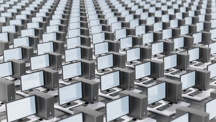 Wall Mural - there are many connected computers in the internet network.