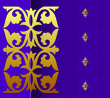 Gold And Violet Indian Background. Luxury Pattern Template. Vector Abstract Design Elements. Great For Invitation And Greeting Cards, Packaging, Flyer, Wallpaper Or Any Desired Idea. Asian Ornament