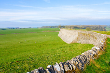 Poster - Old embankment carries the High Peak Trail across fields.