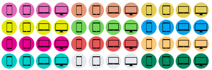 Wall Mural - Technology Icon Set: Monitor. Phone. Device. Gadget responsive design icon or logo isolated sign symbol image jpeg  illustration.Tablet.high quality black style icons jpg 