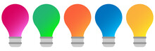 Colored Light Bulb Icon. Idea, Solution, Business, Strategy Concept. Isolated Image Jpeg Illustration, Icon Free To Edit. Abstract Jpg Flat Design Lightbulb With Sparkle On White  Backround Lamp
