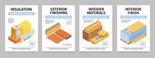 Isometric Construction Materials Banners Poster Set