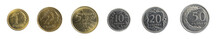 Polish Gold And Penny Coins On A White Isolated Background