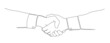single line drawing of shaking hands, handshake line art vector illustration
