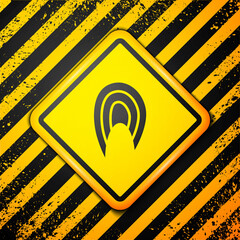 Poster - Black Fish steak icon isolated on yellow background. Warning sign. Vector