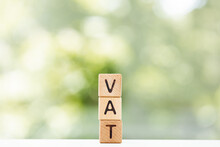 VAT On Wood Block. VAT Summer Background For Your Design
