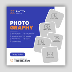 digital photography services social media post template and web banner