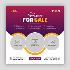 Wall Mural - real estate business social media post and web banner template