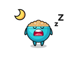 Sticker - cereal bowl character illustration sleeping at night