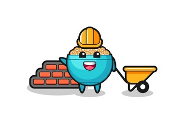 Sticker - Cartoon character of cereal bowl as a builder