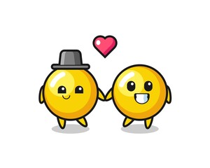 Sticker - egg yolk cartoon character couple with fall in love gesture