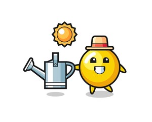 Sticker - Cartoon character of egg yolk holding watering can