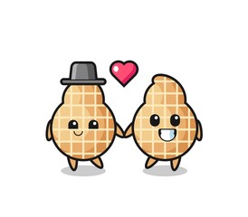 Poster - peanut cartoon character couple with fall in love gesture