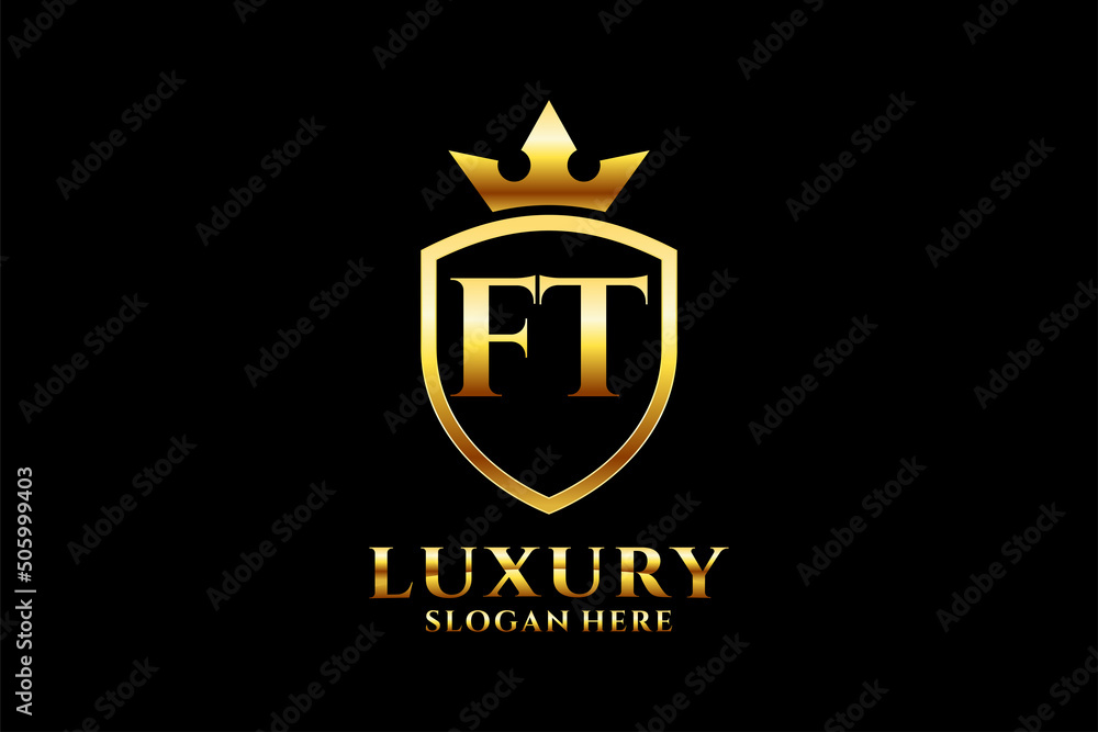 initial FT elegant luxury monogram logo or badge template with scrolls ...