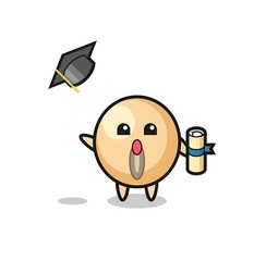 Sticker - Illustration of soy bean cartoon throwing the hat at graduation