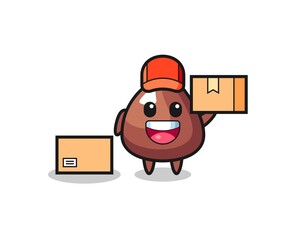 Sticker - Mascot Illustration of choco chip as a courier