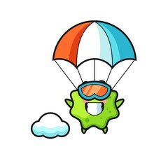 Canvas Print - splat mascot cartoon is skydiving with happy gesture